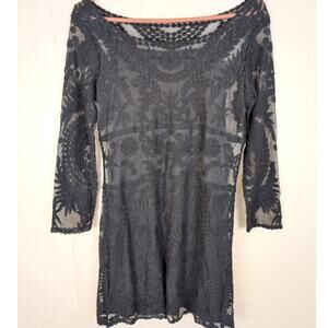 Express black sheer lace lined dress Size Small Whimsigoth Retro Dark Romance